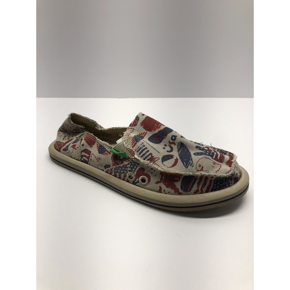 SANUK‎ Donna Slip On PATRIOT AMARICAN ICON SIDEWALK SURFER SHOES,  US 5